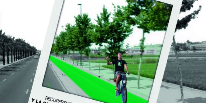 Cartel Bicifestación Recicla el carril de la Ronda Nord.