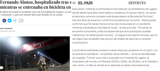 Artículo en El País Fernando Alonso